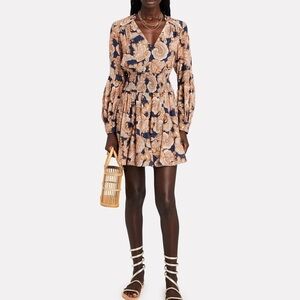INTERMIX Dorinda Smocked Paisley Mini Dress Sz 0